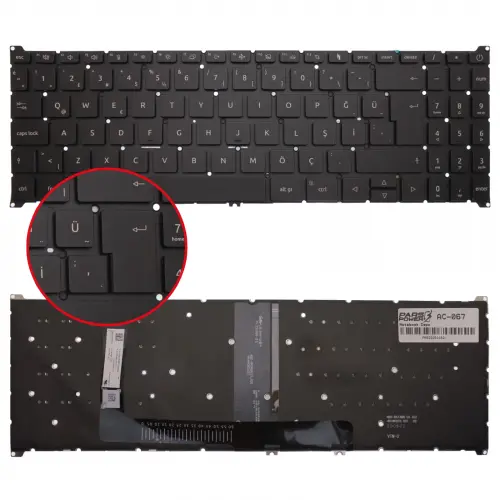 Acer Aspire 3 A315-44P Klavye Işıklı (Siyah TR)