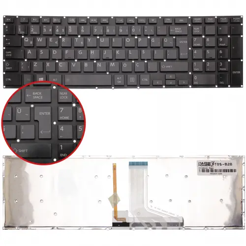 Toshiba Satellite P70-B-10Z, P70-B-11E Notebook Klavye Işıklı (Siyah TR)