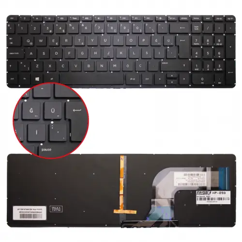 HP pavilion 15-p, 15-k, 17-F 15-p000, 15-p100, 15-p200 Serisi Notebook Klavye (Işıklı TR)