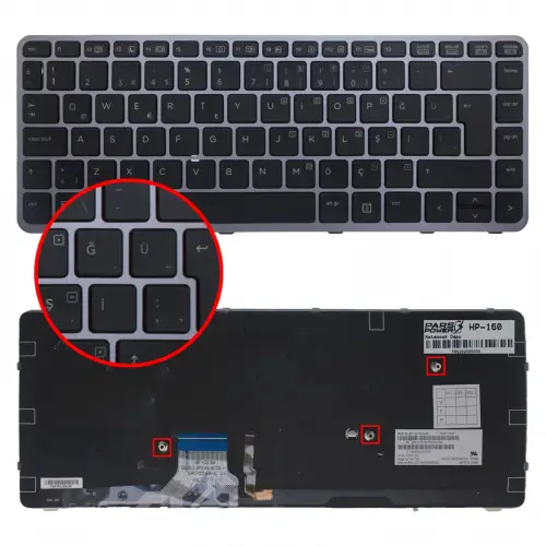 Hp EliteBook Folio 1040 G1 Klavye Işıklı (Siyah TR)