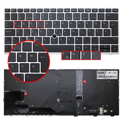HP Elitebook 830 G5, 735 G5, 730 G5 Klavye Işıklı (Siyah TR)