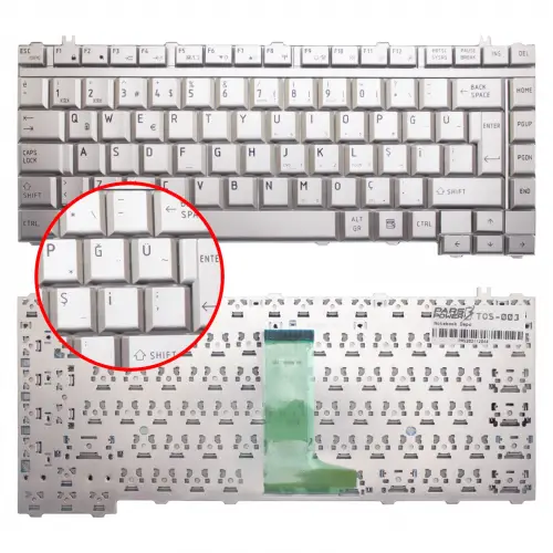 Toshiba Satellite A215, A300, A300D, A305, L300, L300D, L305, L305D, L450 Notebook Klavye (Gümüş TR)