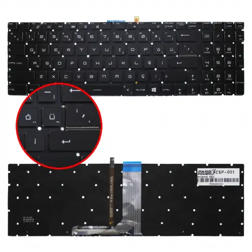 Msi WT73VR Uyumlu Notebook Klavye (Siyah Işıklı TR)