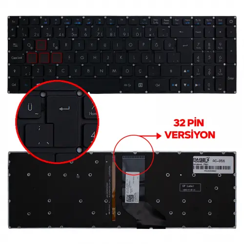Acer Q AE2ATG0121, W NK11S1200P Klavye Işıklı (Siyah TR)
