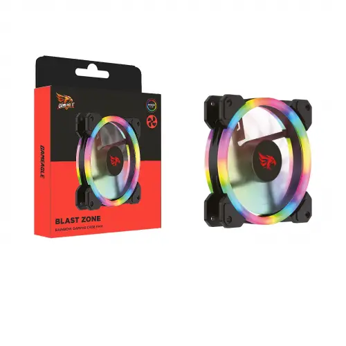 Gameagle GE-RBW12B Blast Zone 120mm Gökkuşağı RBW Led Fan - Performans Seri Sessiz Kasa Egzoz Fanı (Siyah)