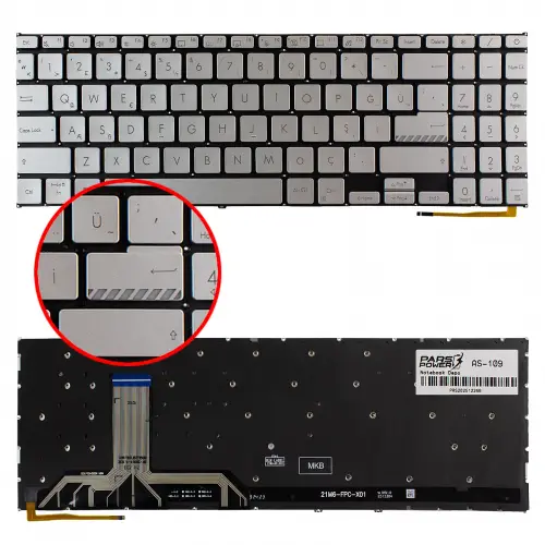 Asus ExpertBook B1 B1502CBA Klavye Işıklı (Gümüş TR)