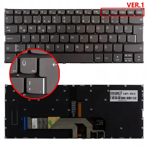 Lenovo Yoga 530-14IKB 81EK018MTX Klavye Işıklı (Füme TR)