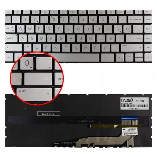 HP Pavilion Aero 13-be Serisi 13-be0xxx Klavye Işıklı (Gümüş TR)