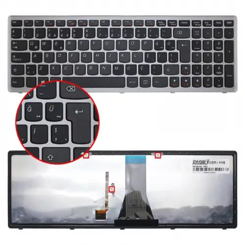 Lenovo 25211020, 25211028, 25211050, 25211080 Klavye Işıklı (Siyah TR)