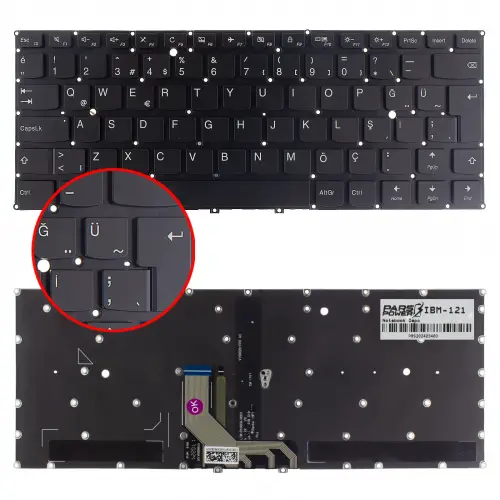 Lenovo Yoga V156020-FPC A3 Uyumlu Klavye Işıklı (Siyah TR)
