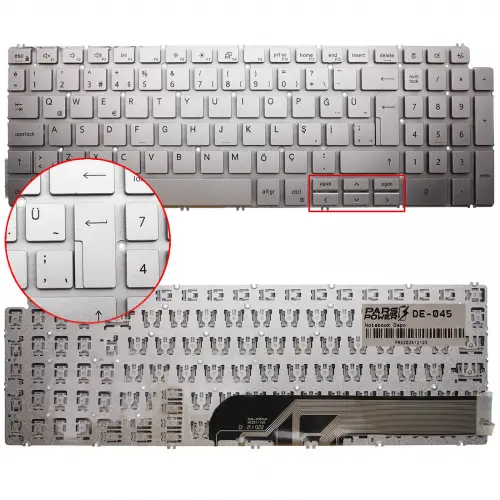 Dell G15 5510 P105F, P105F00 Klavye Işıklı (Gümüş TR)