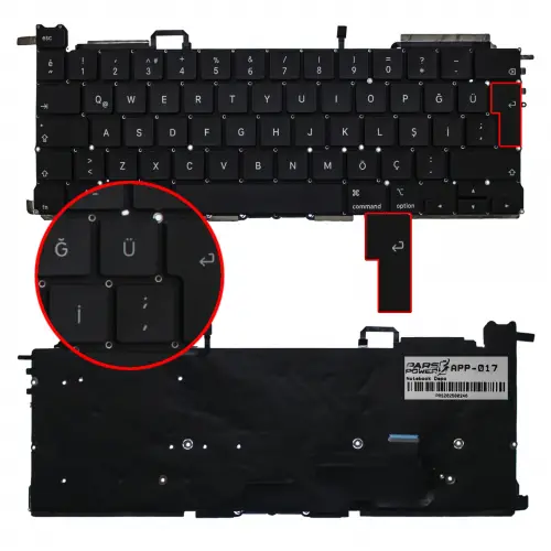 Apple MacBook Pro 13 A2289 2020 Klavye Işıklı (Siyah TR)