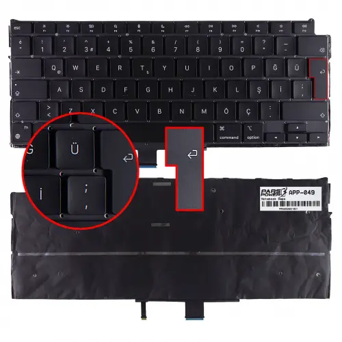 Apple MacBook Air A2337 Emc2598 Klavye Işıklı (Siyah TR)