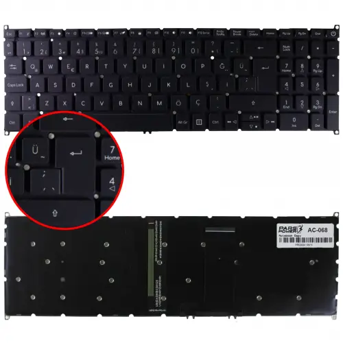 Acer Aspire PK132MD1A13, 6B.HEKN2.014 Klavye Işıklı (Siyah TR)