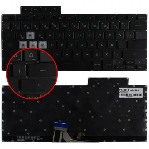 Asus TUF516PM Notebook Klavye Işıklı (Siyah TR)
