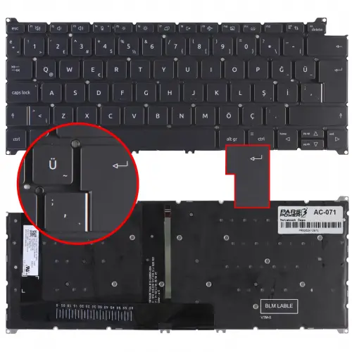 Acer SFG14-71T Serisi Klavye Işıklı (Siyah TR)