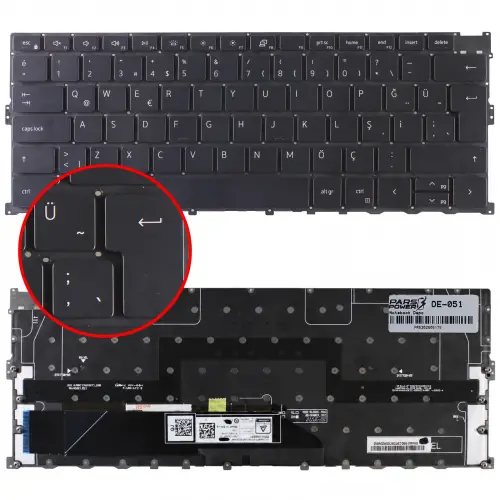 Dell XPS 13 9301 Serisi Klavye Işıklı (Siyah TR)