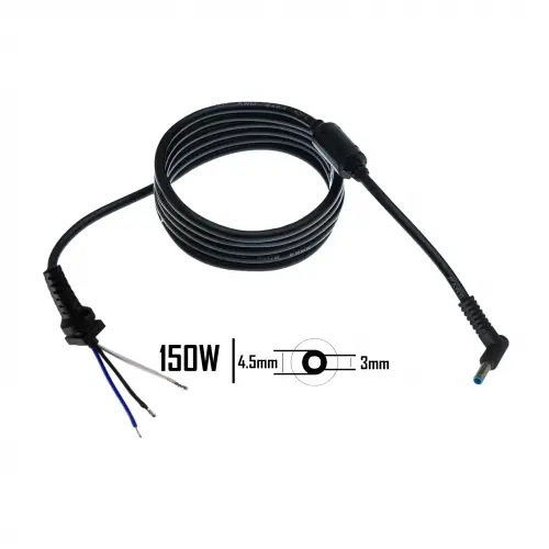 HP 120W, 150W 4.50x3.00mm Mavi Uç Yüksek Amper Notebook - Laptop Adaptör Tamir Kablosu (Pars Power)