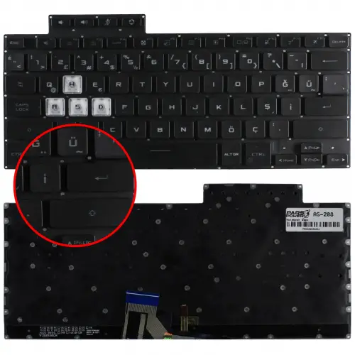 Asus TUF Gaming, Air FA516 Notebook Klavye Işıklı (Siyah TR)