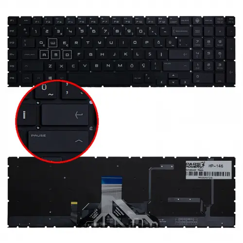 HP PK132K02B03 Klavye Işıklı (Siyah TR)