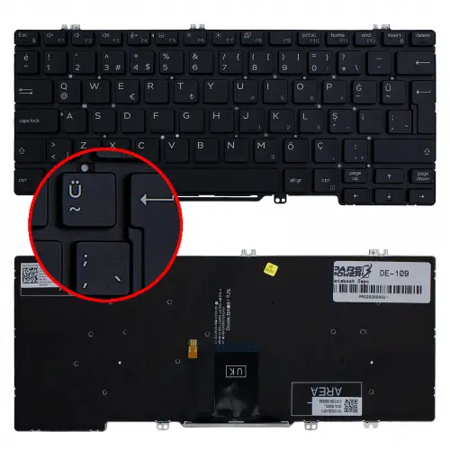 Dell Latitude 5289 N03L528912_W Klavye Işıklı (Siyah TR)