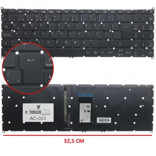 Acer Aspire 3 A115-32 Serisi N20C5 Klavye Işıklı (Siyah TR)