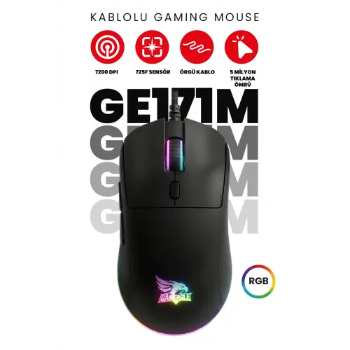 Gameagle GE171M Kablolu RGB Oyuncu Gaming Optik Mouse (Siyah)