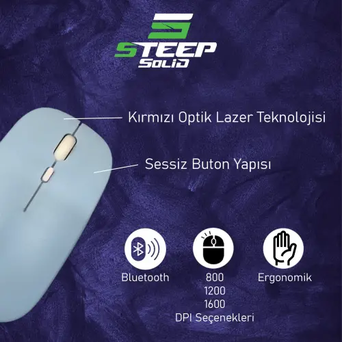 Steep Solid Magic 2.4G Bluetooth Mouse (Mavi)