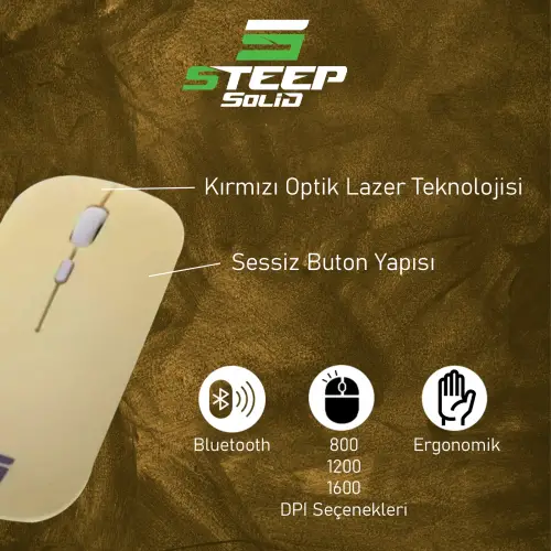 Steep Solid Magic 2.4G Bluetooth Mouse (Sarı)