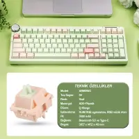 CIDOO ABM098 Esports RGB Mekanik 3 Mode Kablosuz Klavye (YEŞİL)