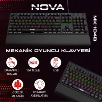 Node Game Nova ND-MK-104BR Rainbow TR Layout Mekanik Bilek Destekli Oyuncu Klavyesi