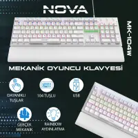 Node Game Nova ND-MK-104WB Mekanik Rainbow Işıklı Klavye Beyaz (Blue Switch)