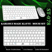 Steep Solid ST-078 Kablosuz Türkçe Klavye - Mouse Set (Gümüş)