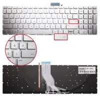 HP Pavilion 15-aw, 15-aw000, 15-aw100 Notebook Klavye Işıklı (Gümüş TR)