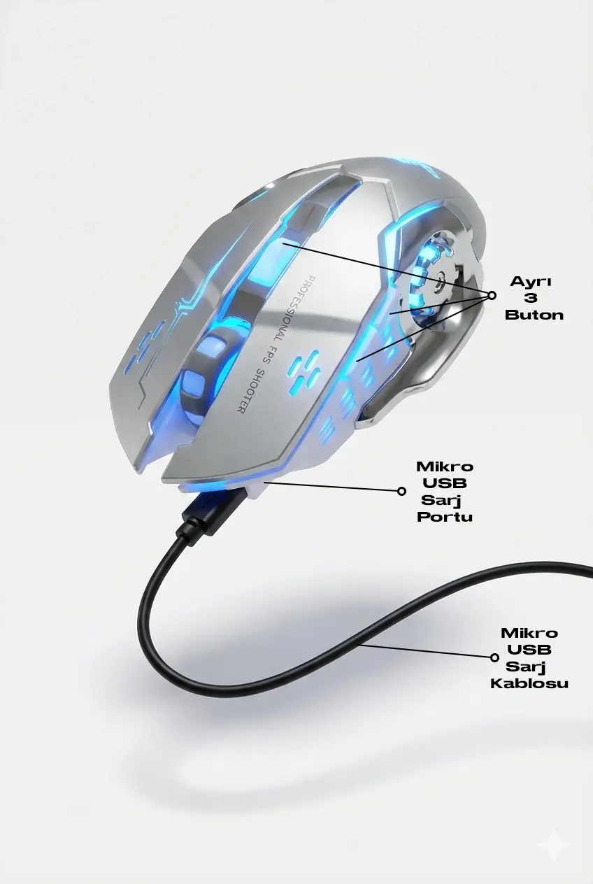 Steep Solid ST-13G Kablolusuz - Wiriless Şarjlı RGB Gaming Oyuncu