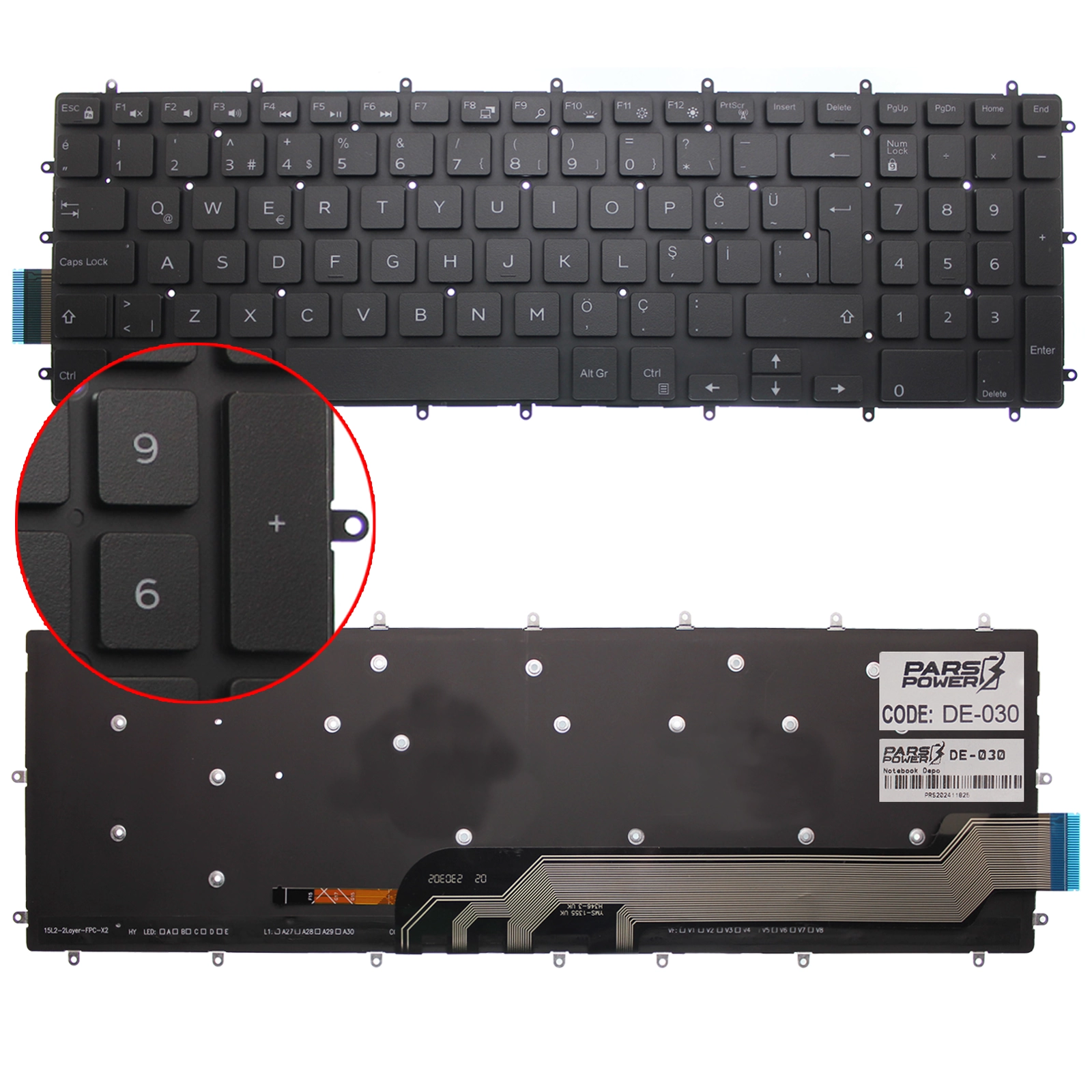 Dell Inspiron 15 7577-FB70D128F161C Notebook Klavye Işıklı (Siyah