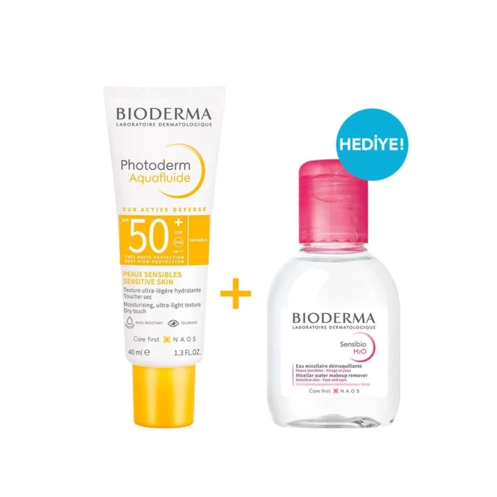 Bioderma Photoderm Aquafluid SPF50+ 40 ml Sensibio H20 100 ml Hediye