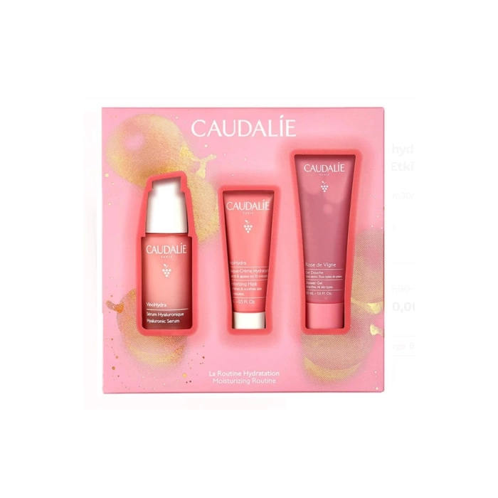 Caudalie Hiyalüronik Serum 30 ml + Nem Maskesi 15 ml + Rose de Vigne Duş Jeli 50 ml