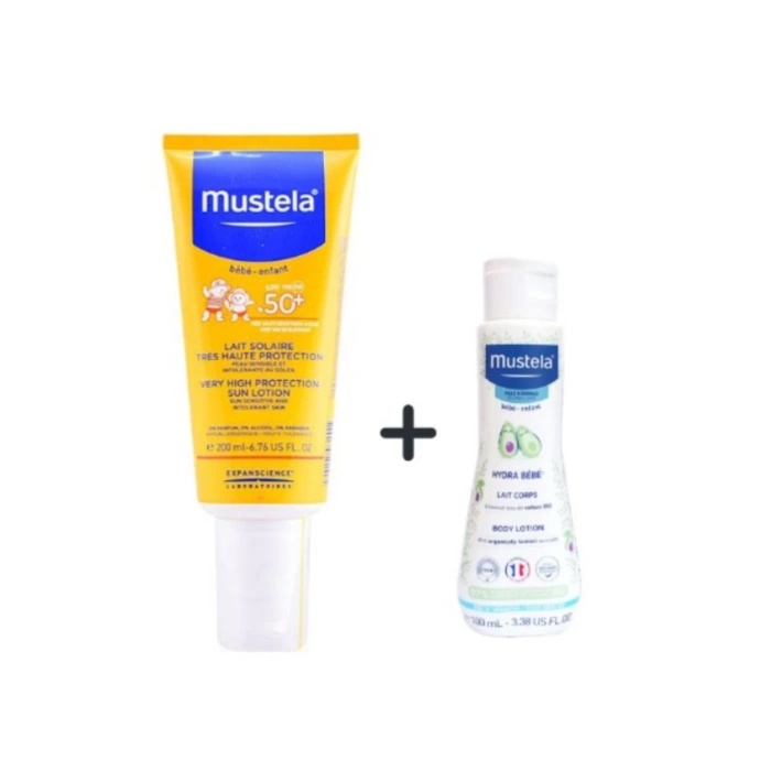 Mustela Güneş Losyonu SPF50 200 ml + Mustela Hydra Bebe 100 ml