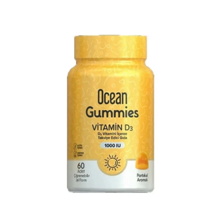 Orzax Ocean Gummies Vitamin D3 1000 IU D3 Vitamini İçeren Takviye Edici Gıda 60 Adet