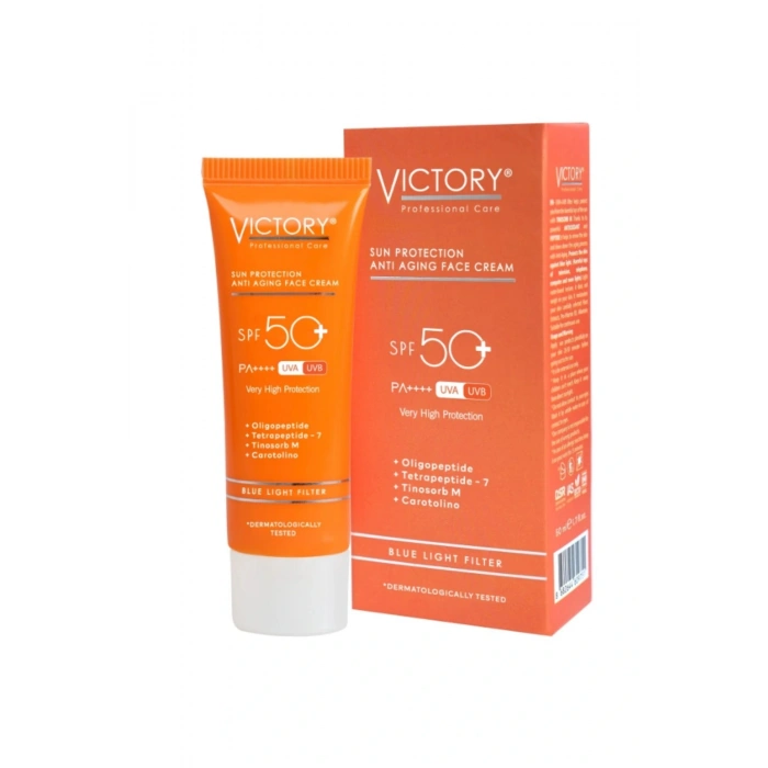 Victory SPF50+ Yüz Güneş Kremi Yaşlanma Karşıtı Mavi Işık Filtreli 50 ML
