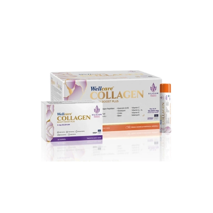 Wellcare Collagen Beauty Boost 10.000 mg 30 Tüp ve 30 Kapsül (Frenk Üzümü ve Portakal Aromalı)