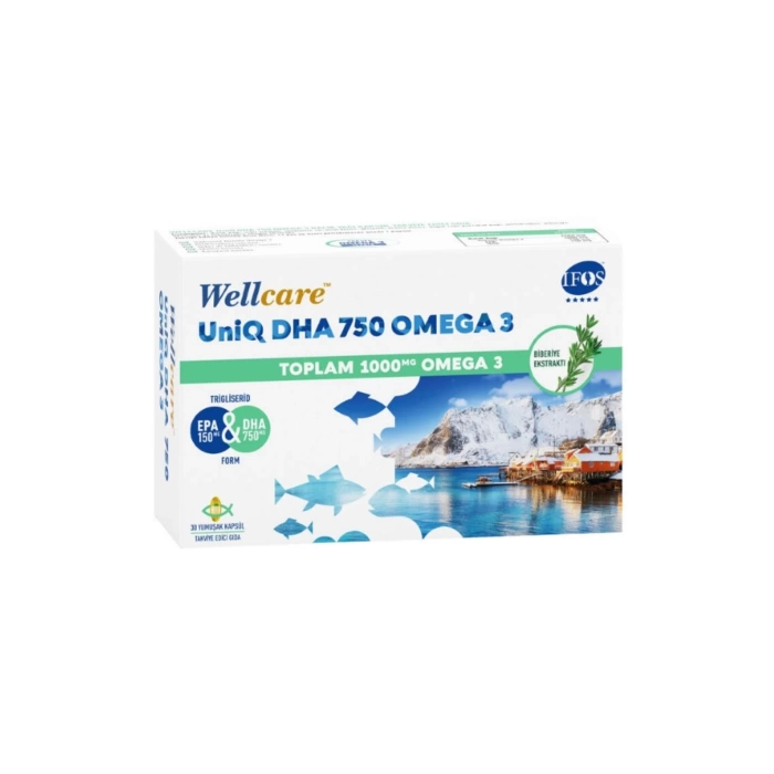 Wellcare UniQ DHA 750 Omega 3 Balık Yağı 30 Kapsül