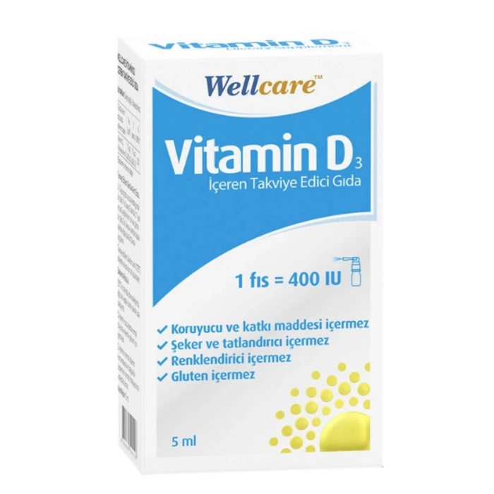 Wellcare Vitamin D3 400 IU İçeren Diyet Takviyesi 5 ml