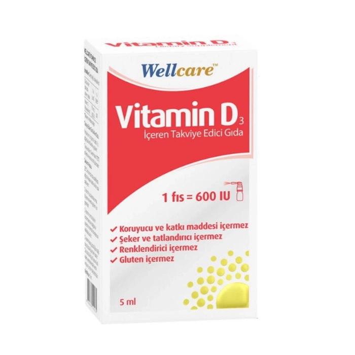 Wellcare Vitamin D3 İçeren Takviye Edici Gıda 5 ml 1 Fıs 600 IU