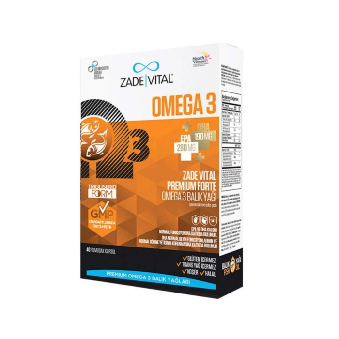 Zade Vital Omega 3 Forte Balık Yağı 40 Yumuşak Kapsül