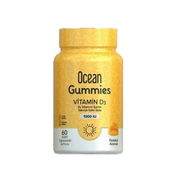 Orzax Ocean Gummies Vitamin D3 1000 IU D3 Vitamini İçeren Takviye Edici Gıda 60 Adet