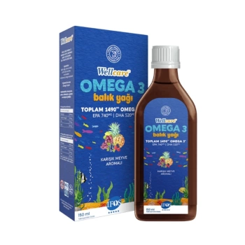 Wellcare Omega 3 Doğal Karışık Meyve Aromalı Balık Yağı 150 ml