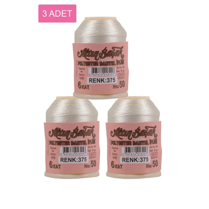3 Adet Altınbaşak Oya ve Dantel İpi 20 gr - Royaleks - No: 375