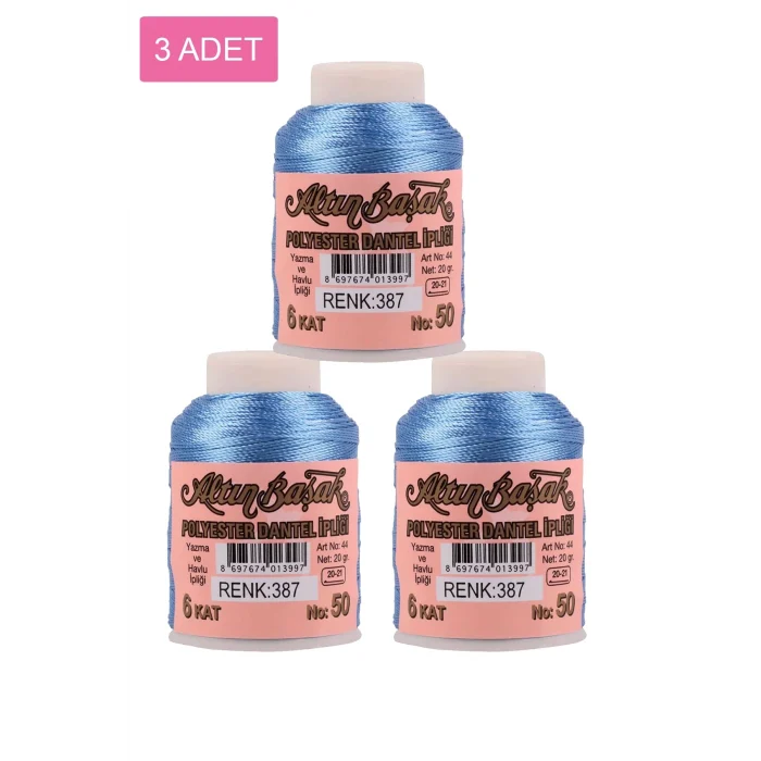 3 Adet Altınbaşak Oya ve Dantel İpi 20 gr - Royaleks - No: 387